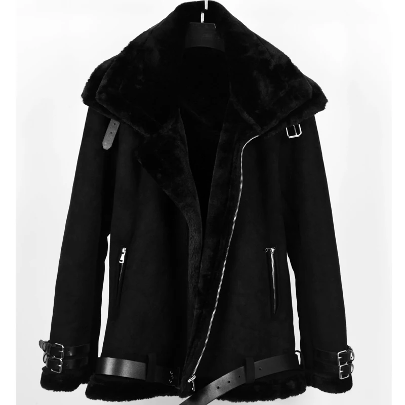 

Winter Warm Mens Black Faux Leather Coat Motorcycle Collar Detachable Boys Outwear Two Styles Motorcycle Jacket A14