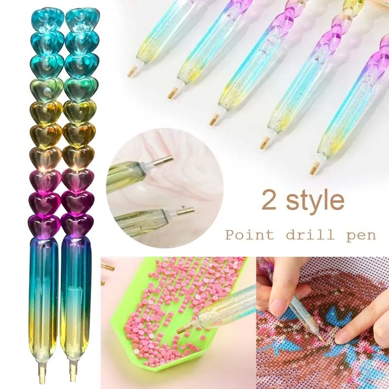 

2PCS DIY Single Head Diamond Painting Point Drill Pen Nail Diamond Painting Paste Tool Cross Stitch Embroidery Craft