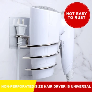 

Wall Mounted Bathroom Black Hair Dryer Holder Stainless Steel Hair Straightener Holder Storage Bathroom Shelf Accessories