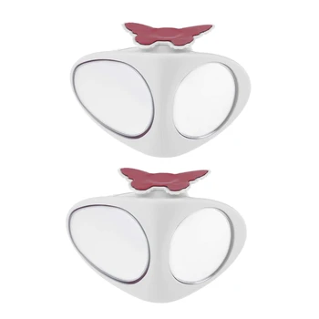 

1 Pair 2 in 1 Car Blind Spot Mirror White Left Right Wide Angle Mirror 360 Rotation Adjustable Convex Rear View Mirror View Fron