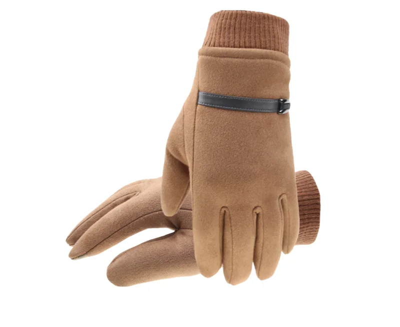 Замшевые мужские перчатки с сенсорным экраном, зимние теплые ветрозащитные утолщенные коралловые флисовые перчатки Guantes, противоскользящие мужские кожаные перчатки для вождения