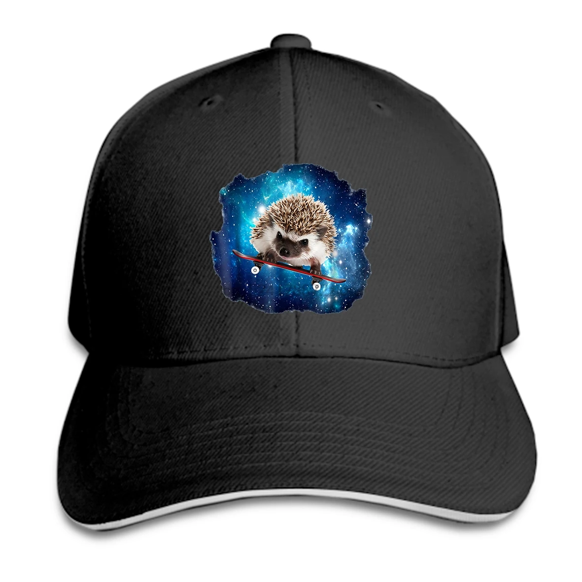 Бейсболка с принтом на заказ с изображением ежика, скейтбординга в космосе, галактики, звезд, графическая Кепка