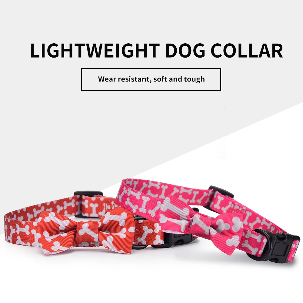 COZY JOY Dog collar Adjustable bow-tie collar handmade pet products Nylon Dog Collar For Small Medium Dogs 3
