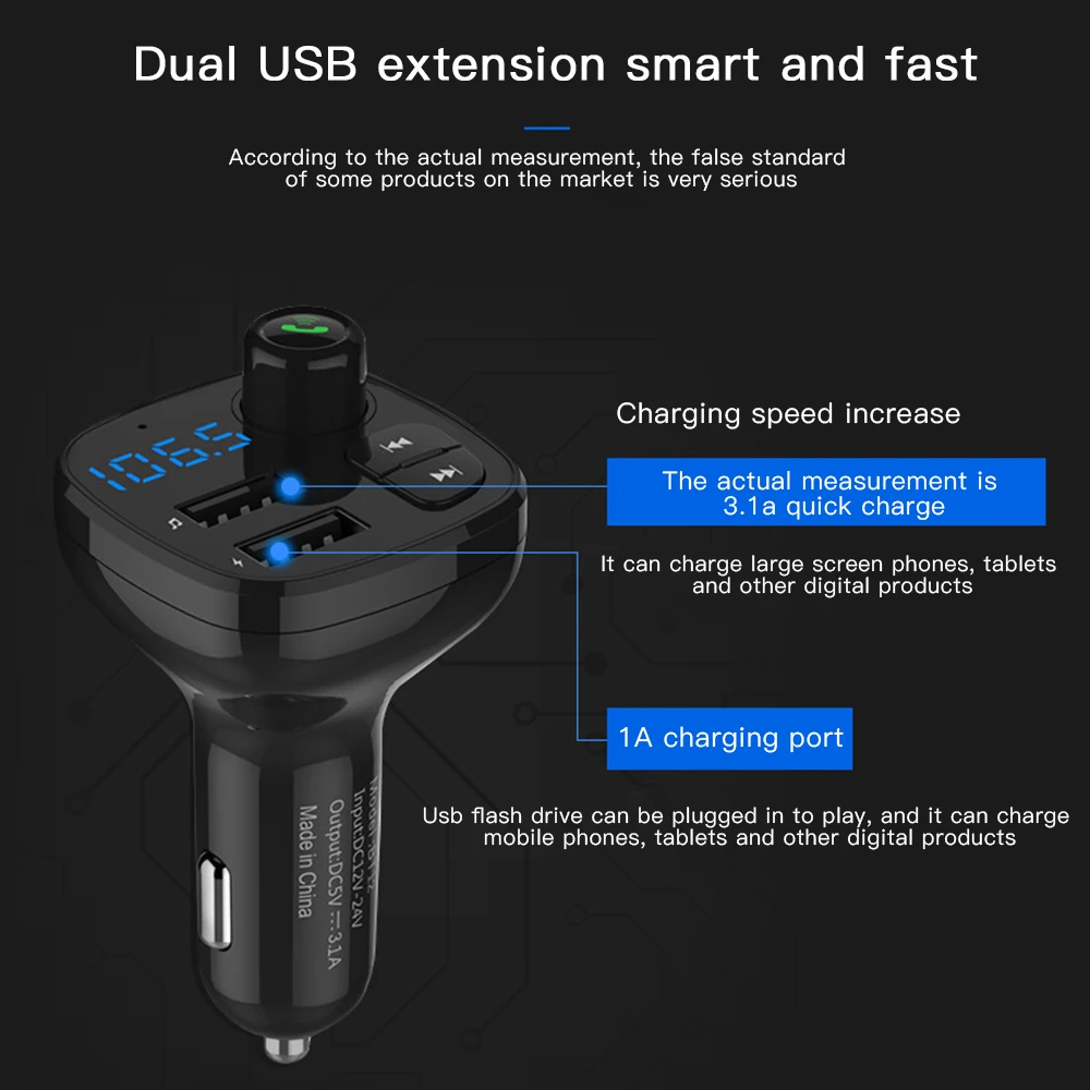 Автомобильное зарядное устройство BT12 Bluetooth 5,0 Handsfree автомобильный комплект fm-передатчик Быстрый MP3 музыкальный плеер быстрая usb зарядка двойной USB зарядное устройство для телефона