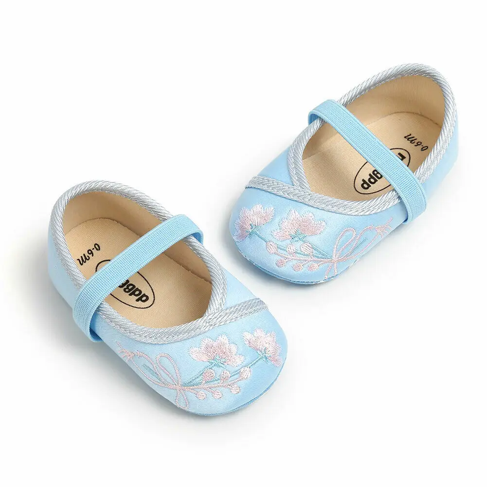 Детские первые ходунки младенец новорожденный девочка принцесса детская кроватка обувь мягкая подошва коляска противоскользящая Prewalker Вышивка цветок обувь
