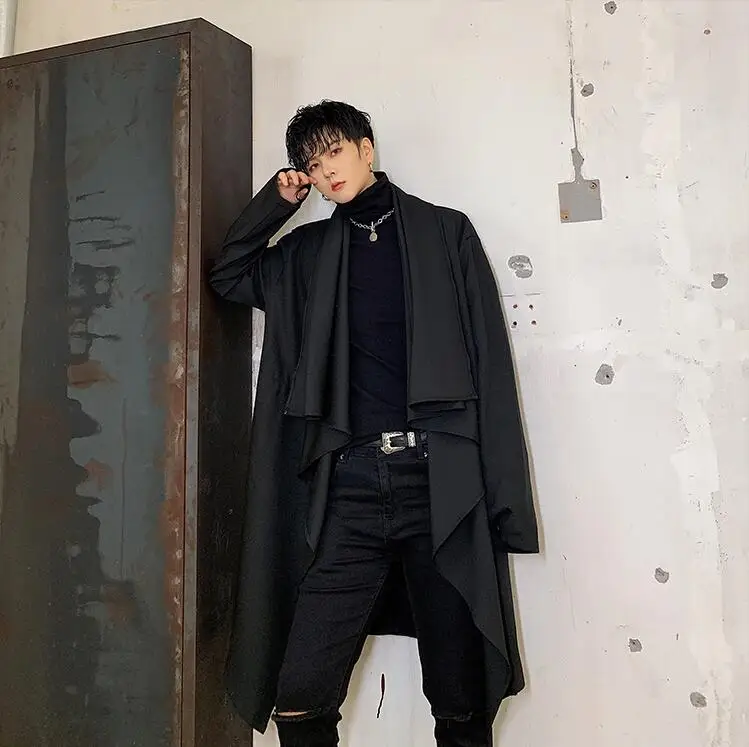 SHENGYUJIN темная индивидуальность tide бренд Мужская Мода стилист волос Мужская свободная без пряжки пальто тренд нерегулярная ветровка куртка