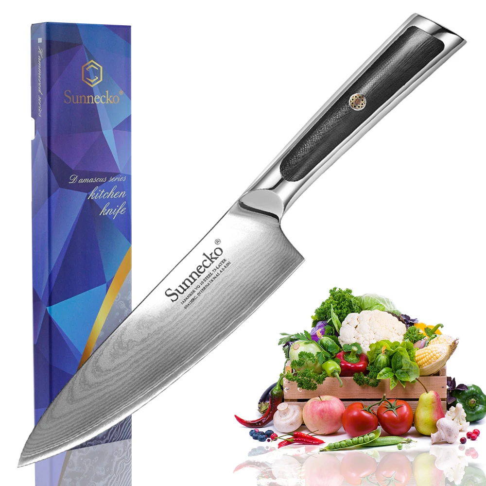 Sunnecko Professional 6.5&quot Damascus Knife Restaurant Kitchen Chef's Knives Japanese VG10 Core Steel Razor Sharp Blade G10 Handle | Дом и