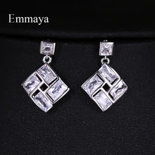 EMMAYA, серебряные квадратные милые серьги-гвоздики с циркониевым камнем для женщин, модные ювелирные изделия, новые корейские вечерние серьги в подарок