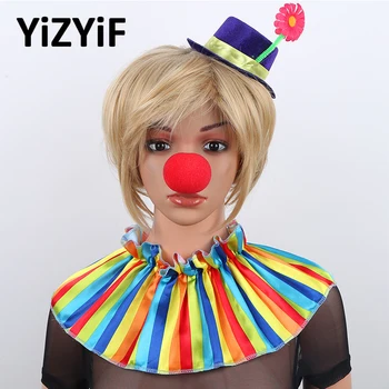 

4PCS The Clown Costume Kids Funny Clown Hat Collar Gloves Red Nose Photos Props for Halloween Carnival Party Favors Children