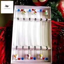 6 шт., новинка, Заказная стеклянная Коктейльная мешалка для напитков, кофейная палочка, мешалка, столовая посуда для бара, стеклянная фигурка птицы, орнамент, Миксер для напитков