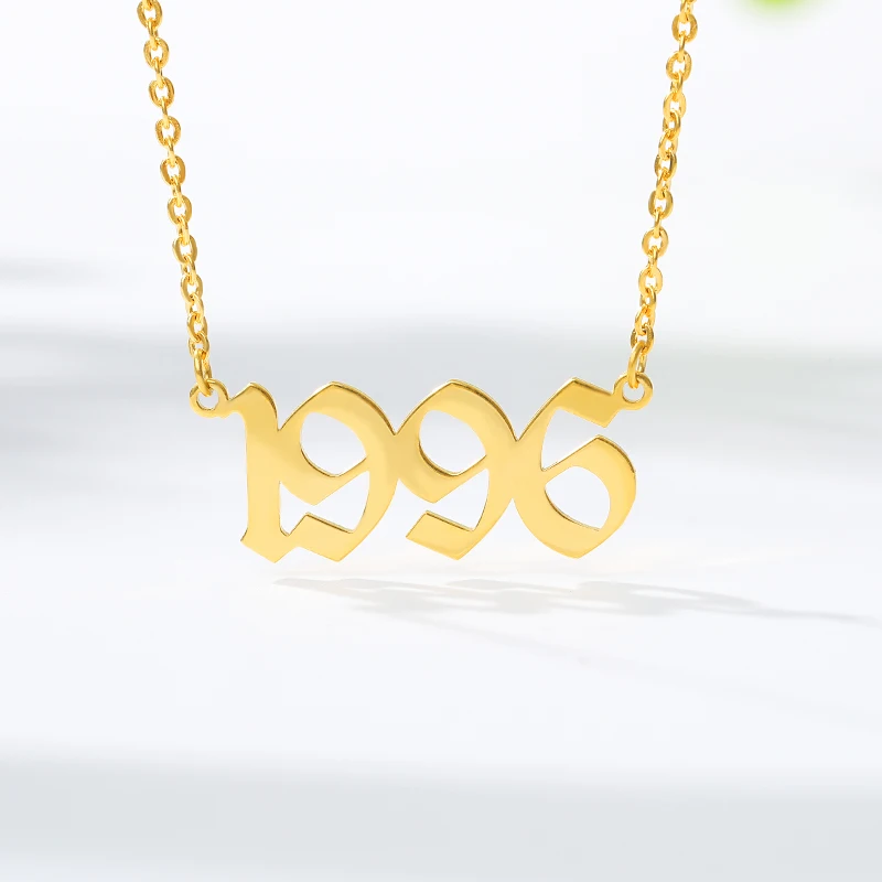 

Personalized Old English Number Necklaces Women Men Custom Jewelry Year 1992 1993 1994 1995 1996 1997 1998 1999 Birthday Gift