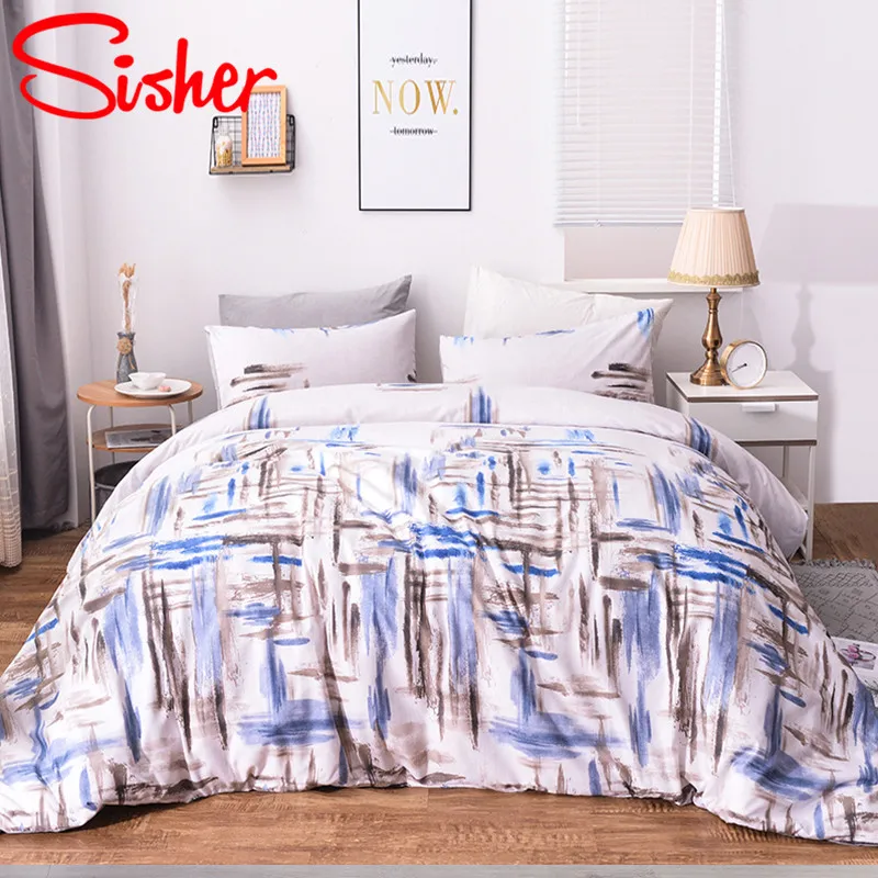 

Sisher Simple Flower Print Bedding Sets For Adult Nordic Geometric Bedclothes Bedding-set Size Single Double Full Queen King