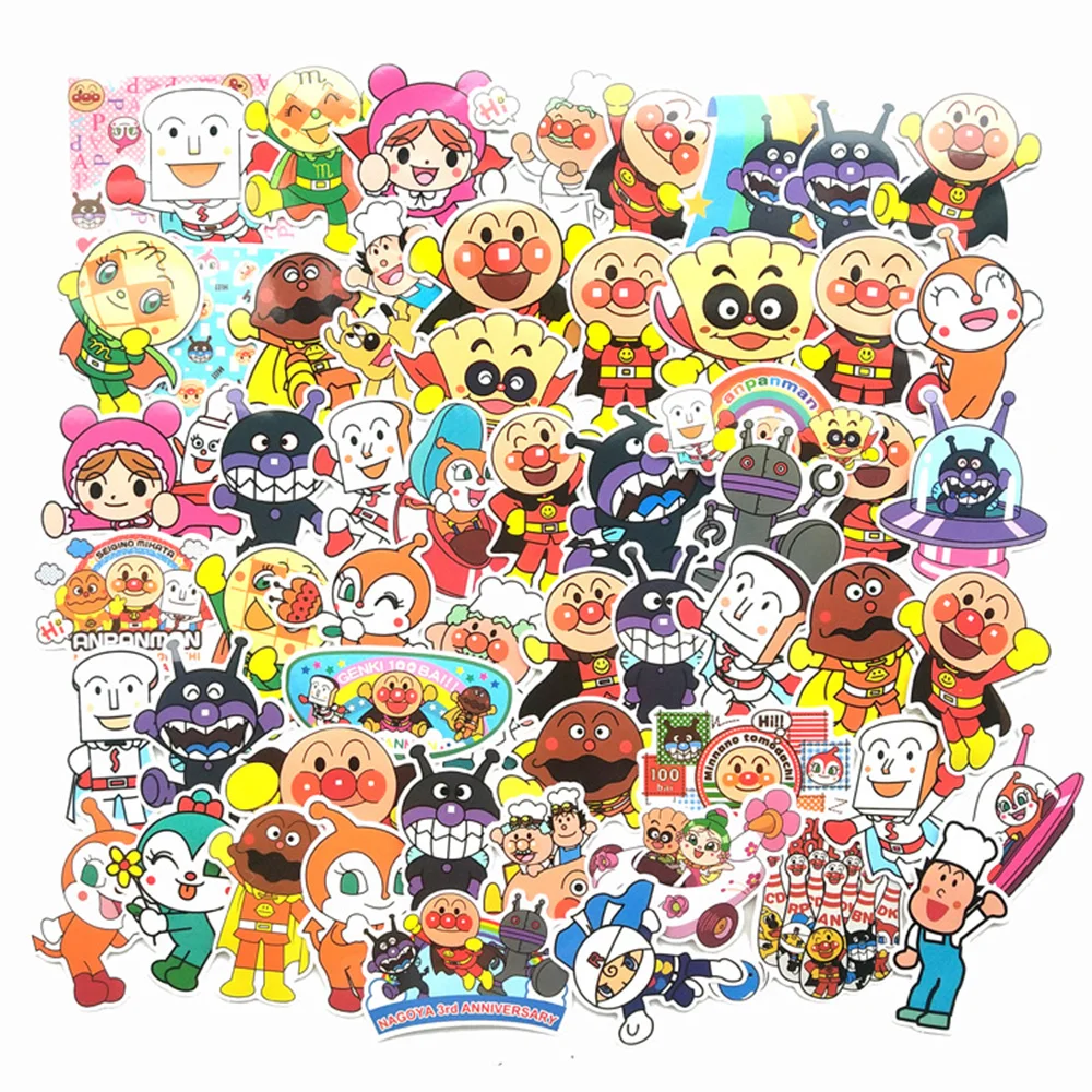 

10/30/50PCS Anpanman Foreign Trade Japanese Cartoon Cartoon Trolley Case Graffiti Skateboard Car Body Sticker Wholesale