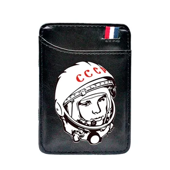 

CCCP Soviet Union Space Force Digital Printing Leather Magic Wallet Men Women Short Mini Money Clips Card Holder Purse