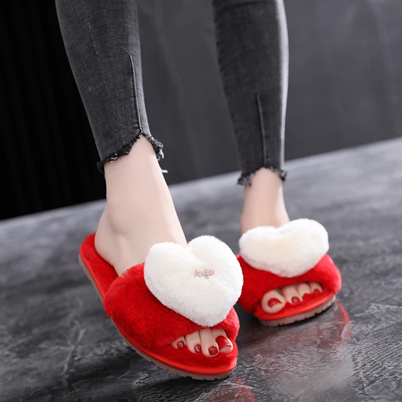 SWQZVT 2020 Women house slippers shoes open toe bedroom floor slippers for women love non-slip pink indoor winter shoes ladies (11)
