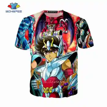 

SONSPEE Summer Men O-Neck T Shirt The Knights of the Zodiac Saint Seiya Short Sleeve Male 3D Anime Print Harajuku T-shirt t28
