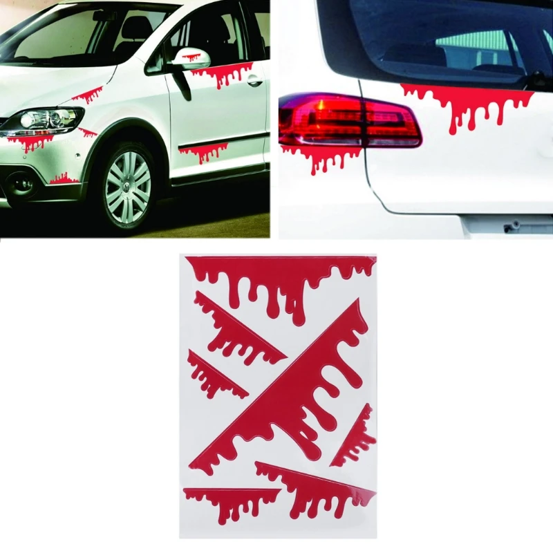 

7 Pcs Funny Bleeding Red Blood Drip Zombie Undead Reflective Car Vinyl Sticker