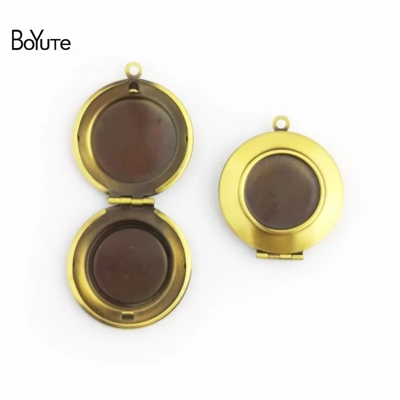BoYuTe 10Pcs 7 Colors Plated Metal Copper Round 16MM Cabochon Locket Classic Design Plain Photo Locket Pendant Diy (3)