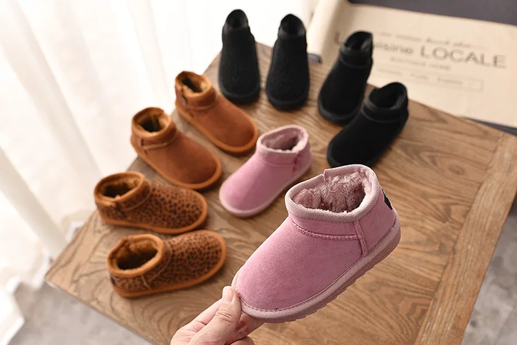 Новые детские зимние ботинки; брендовая кожаная обувь для малышей; детские ботинки; теплые зимние ботинки из австралийской воловьей кожи с мехом для маленьких мальчиков и девочек