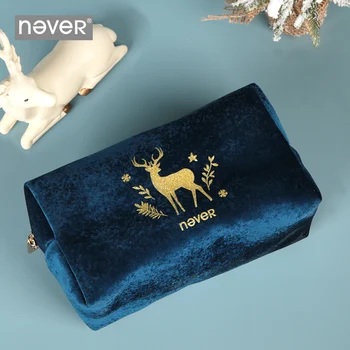 

Never Luxury Red Velvet Pencil Bag Large Makeup Cosmetic Bag Christmas Pencil Case Pouches Girls Gift Stationery School Supplies