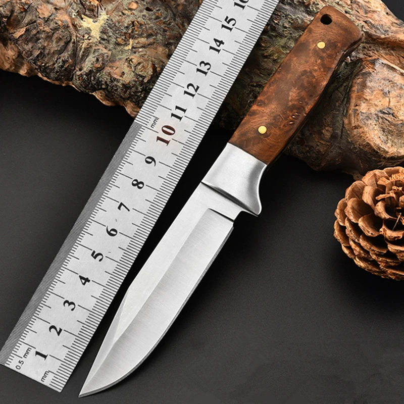 7 дюймов прямые синтетические волосы нож 5cr13 из нержавеющей стали кухонный нож с деревянной ручкой, нейлоновая оболочка охотничьи ножи выживания Отдых на природе, инструмент для использования на природе нож
