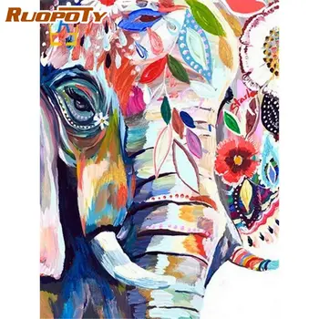 

RUOPOTY Diy Framed Animal Painting By Numbers For Adults Oil Paints Gift Drawing By Number Kits Canvas Pigment Coloring Art