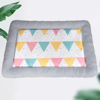 

Rectangle Pet Bed Thickened Ice Silk Cotton Soft Bed Comfort Pad Puppy House Nest Pet Summer Sleeping Supplies (Grey, Size S)