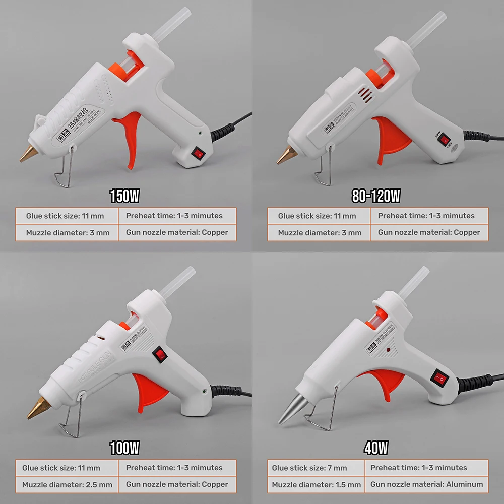 Hot Melt Glue Gun 40W 80W 100W 120W 150W EU Plug 7mm Glue Stick Industrial Mini Guns Adhesive Woodworking Tool