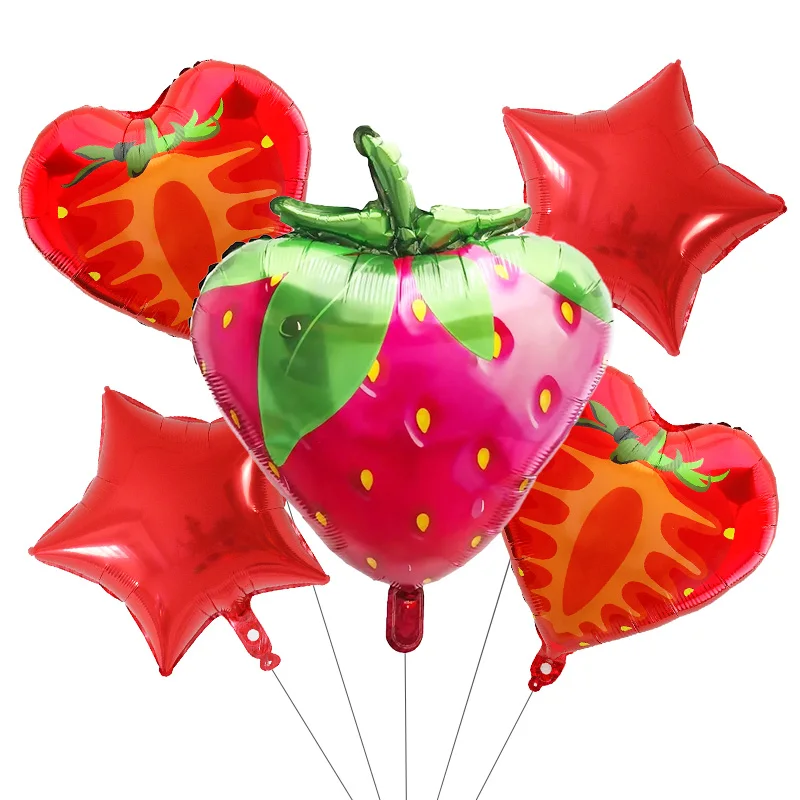 

5pcs fruit set aluminum film balloon summer fruit hawaiian party birthday layout party decoration holiday celebration