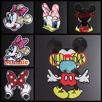 

Hot Sale Cartoon Cloth Sequined Beaded Embroidered Patches Cartoon Bow Mouse Garment Applique DIY Clothes Accessories