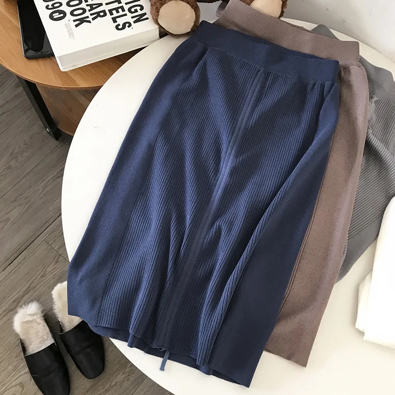

Stock Women's Dress Overstock Autumn Hong Kong Style Solid Color High-waisted Skirt Versatile Korean-style Trend 11.26