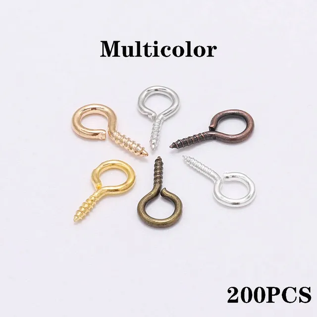 100-200pcs Small Tiny Mini Eye Pins Eyepins Hooks Eyelets Screw Threaded Gold Clasps Hooks Jewelry Findings For Making DIY Multicolor