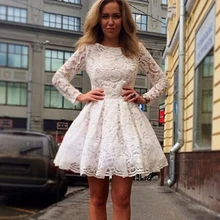 Новая стильная одежда с длинным рукавом кружевные платья для возвращения домой Короткое мини платье для девочек Выпускной