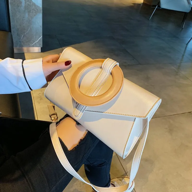 

Ladies Fashion Simple Shoulder Bag Individuality Ring Handle Crossbody Bag Brand Design Dinner Clutch Bags Women Luxury Handbags