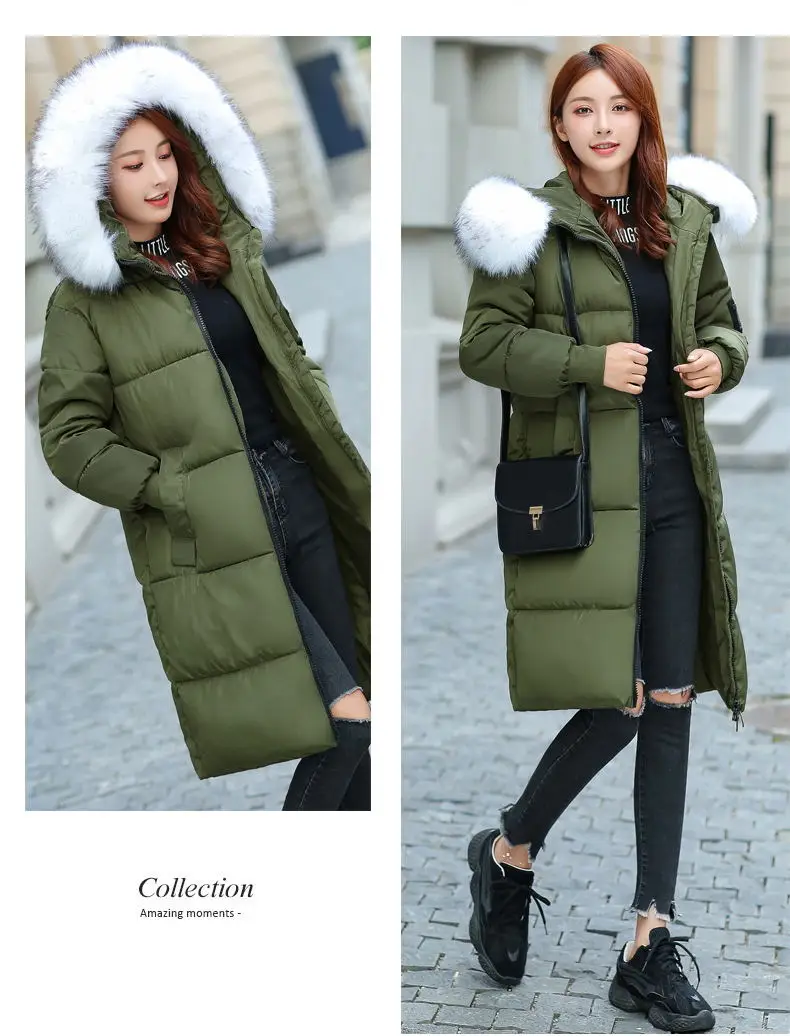 Women Loose Plus size 7XL Winter Female Jackets New Hooded Women's down jacket Fake hair collar Winter coat Female Parkas