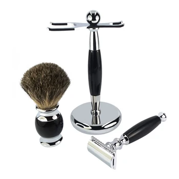 

Men Portable Razor Washable With Stand Travel Zinc Alloy Shaving Set Beard Brush Home Manual Double Sided Trimmer Vintage Safety