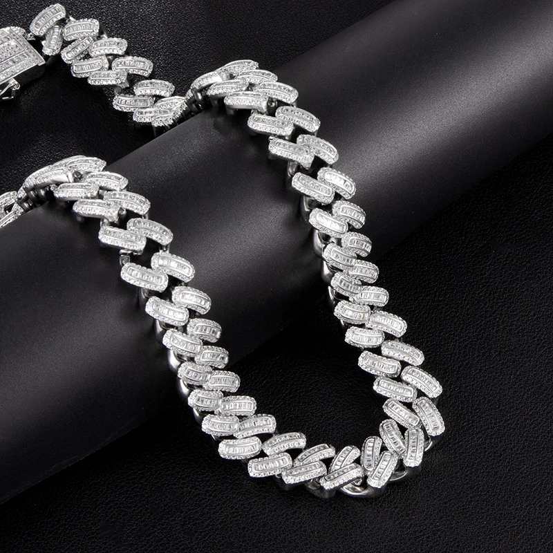 Hip Hop 15MM Bling Iced Out AAA CZ Square Zircon Cuban Link Chain Necklace For Men's Copper Necklaces For Men Jewelry