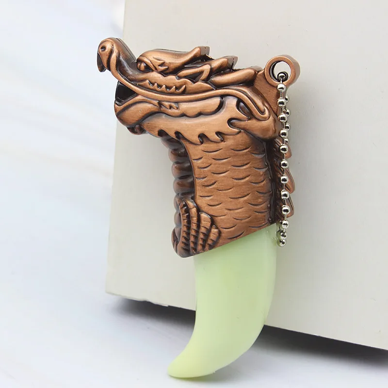Red copper dragon Креативный фонарь с головой тигра, турбо-распылитель, Бутан, газовая металлическая зажигалка, кольцо для ключей, портативный распылитель, ветрозащитная сигара, для улицы - Цвет: Red copper dragon