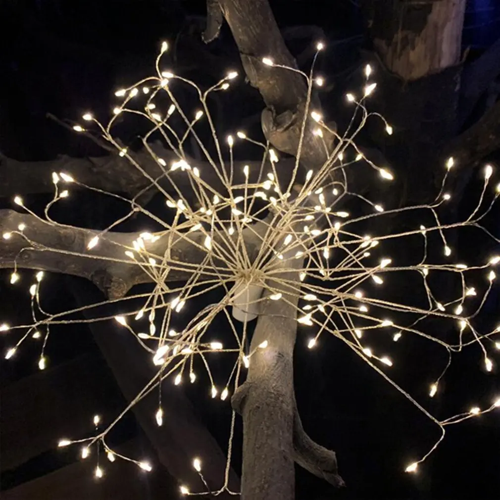 Led Copper Wire Starburst Lights Battery Operated Dimmable String Light Indoor Outdoor Christmas Festive Decoration Fairy | Лампы и