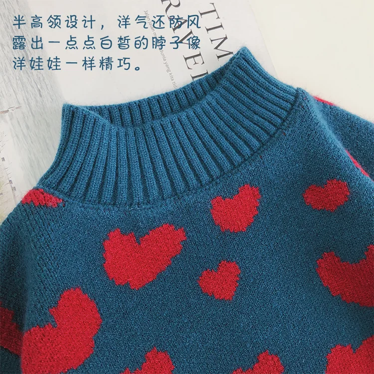 Утепленный ангольский свитер с надписью «Love» для мальчиков и девочек, коллекция года, зимний детский теплый вязаный джемпер