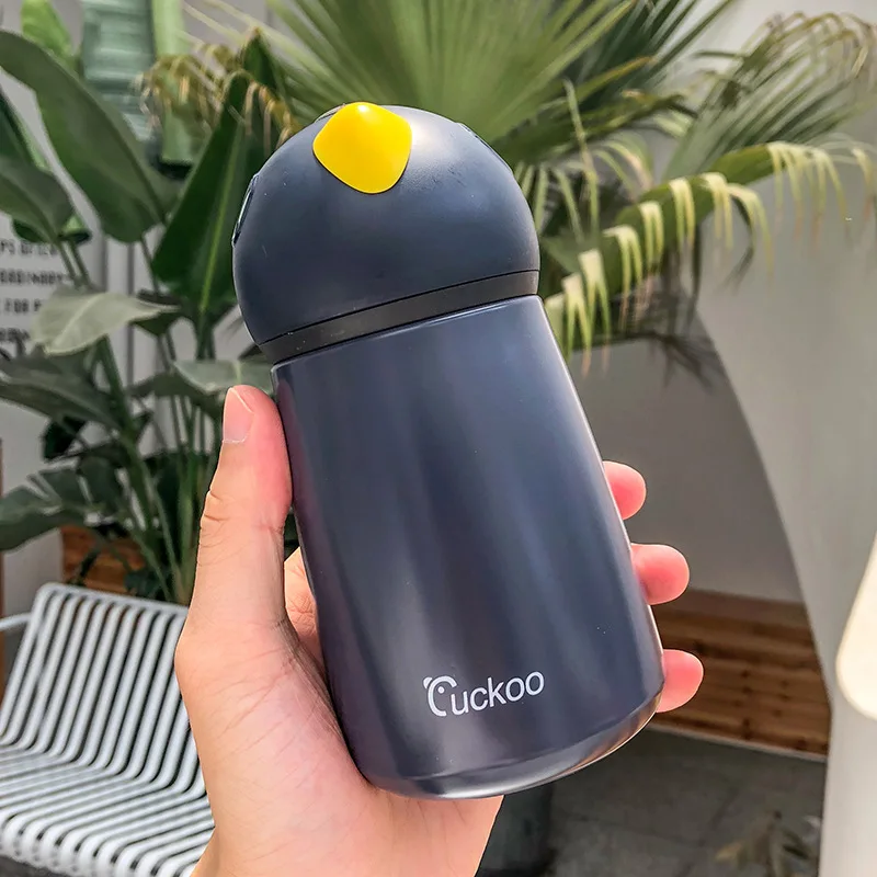Корейская версия тренда Grungbird мультфильм теплоизоляционная чашка из нержавеющей стали Вакуумная креативная водная напольная чашка портативная - Цвет: Navy blue