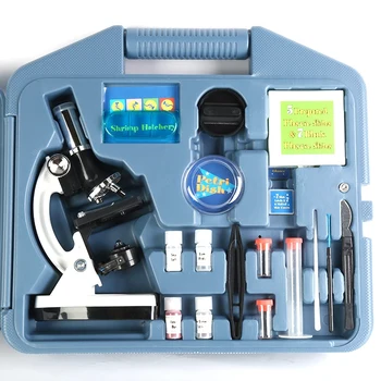 

3000X-1200X Kids Beginner Microscope Kit with Metal Body Microscope, LED Light and Carrying Box