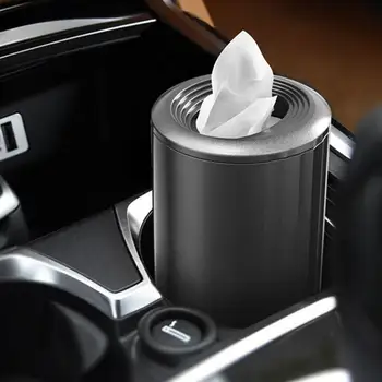 

Multi-functional Car Interior Tissue Box Car Home Round Black Tube Replacement Plastic 155x70mm Storage Car Accessories