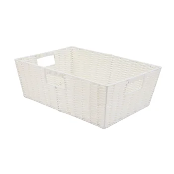 

1Pc Large Capacity Storage Basket Weave Basket Decorative Shelf Closet Sturdy Organizer Storage Holder