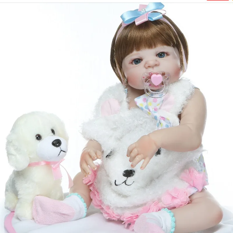

Cute Soft Body Doll Reborn Baby Doll Model Infant Safety Sleeping Real Touch Silicone Baby Doll Kid Dolls for Girl Gift AA50DT