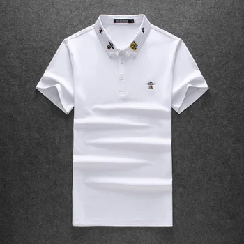 

New 2020 Men Embroidered Tiger UFO Crown Polo Shirts Shirt Hip Hop Skateboard Mercerized cotton Polos Top Tee Plug size 5XL N270