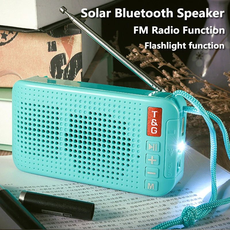 

Portable Bluetooth Speaker Solar Charging TWS Bluetooth 5.0 Sound Column with FM Radio Outdoor Flashlight Lighting Bass Gun