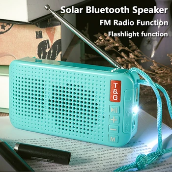 

Portable Bluetooth Speaker Solar Charging TWS Bluetooth 5.0 Sound Column with FM Radio Outdoor Flashlight Lighting Bass Gun