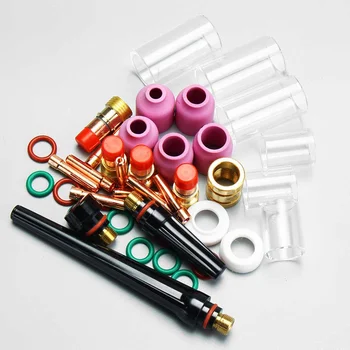 

1/1.6/2.4/3.2mm 45Pcs TIG Welding Torch Stubby Gas Lens Glass Pyrex Cup Kit for WP-17/18/26 Series Welding Tool Accessories