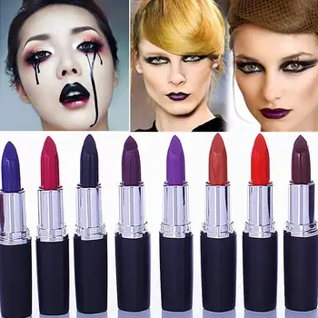 

Yiwa Rose Red Lipstick Long Lasting Moisturizing Goth Style Purple Blue Black Lipstick Lip Gloss Makeup